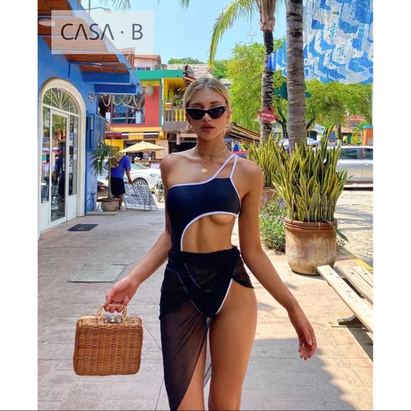 NEW💫CASA B SWIM | Positano One Shoulder Monokini & Sarong Pareo Set - Picture 1 of 8